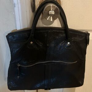 Banana Republic black leather tote bag